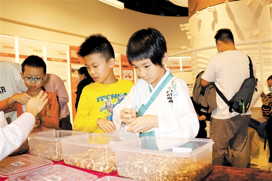 小朋友走進(jìn)李錦記新會(huì)生產(chǎn)基地，了解調(diào)味品的制作。