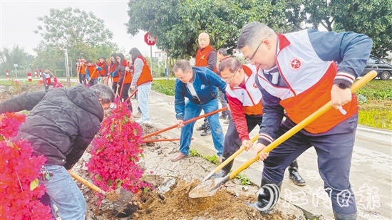 黨員干部、村民代表合力栽下樹苗，為公路沿線增添一抹生機(jī)。