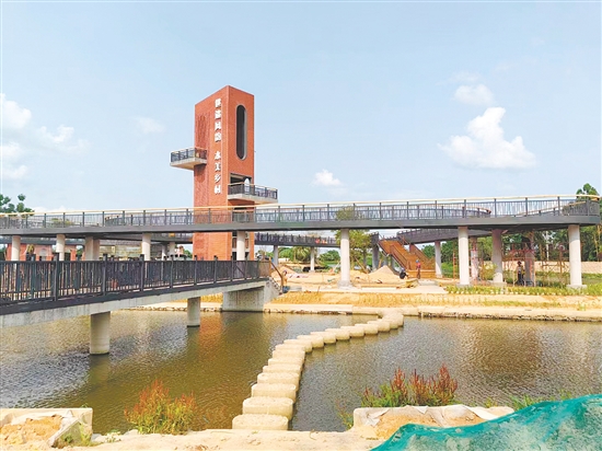 開平市以入選全國水系連通及水美鄉(xiāng)村建設縣為契機，完善水經(jīng)濟場景建設。圖為水美鄉(xiāng)村（塘口舊圩節(jié)點）項目。