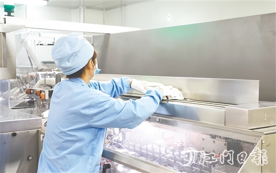 在生物醫(yī)藥產(chǎn)業(yè)領(lǐng)域，開平市聚焦生產(chǎn)制造端，在珠江西岸率先構(gòu)建起“原料藥—化藥制劑—醫(yī)療器械—流通服務(wù)—終端需求”的垂直整合型產(chǎn)業(yè)生態(tài)。圖為廣東彼迪藥業(yè)有限公司生產(chǎn)車間。