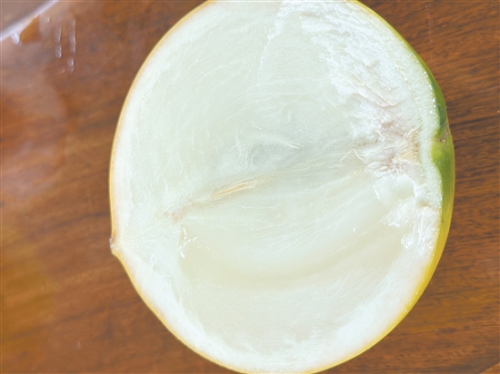 黃晶果的果肉晶瑩剔透，甜度極高，口感宛如天然冰淇淋。