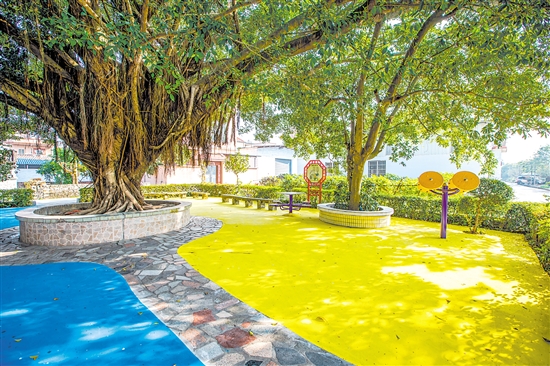 鶴山推動村居小公園環(huán)境整治，為群眾提供舒適的生活環(huán)境。圖為位于桃源鎮(zhèn)的一處口袋公園。